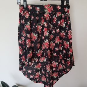 2 for $30*High-low black floral rose skirt size L
